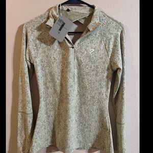 Gymshark Fleur Texture1/2 zip pullover khaki marl